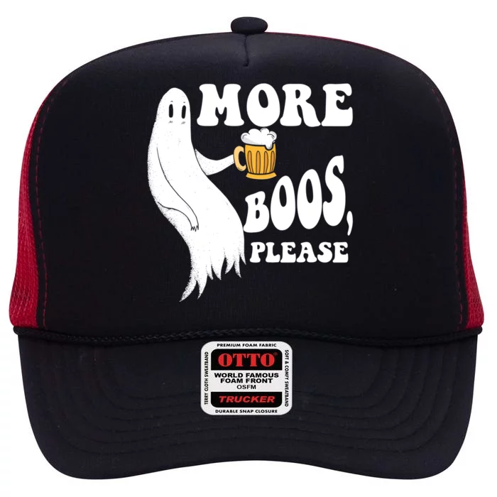 More Boos Please Beer Lover Ghost Hunting Halloween Great Gift High Crown Mesh Trucker Hat