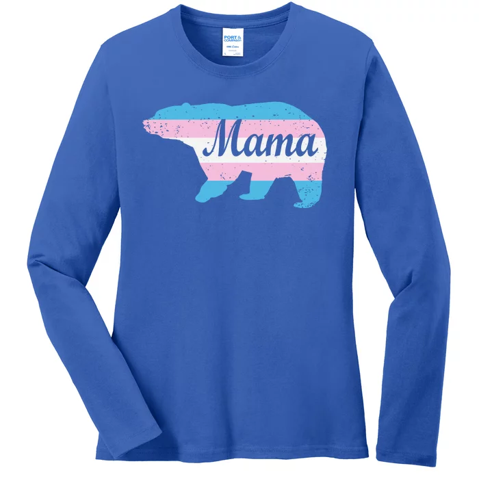 Mama Bear Pride Flag Ladies Long Sleeve Shirt