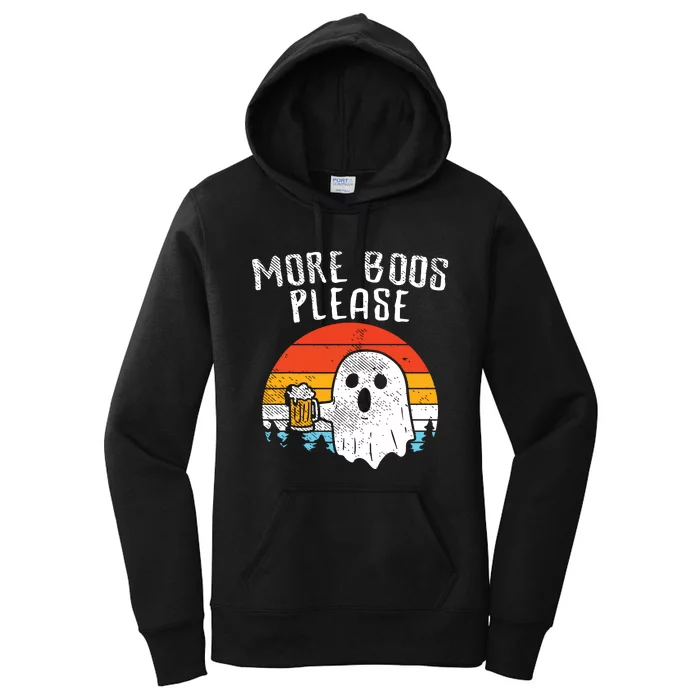 More Boos Please Ghost Beer Retro Halloween Drinking Women's Pullover Hoodie