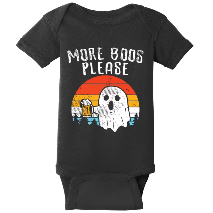 More Boos Please Ghost Beer Retro Halloween Drinking Baby Bodysuit