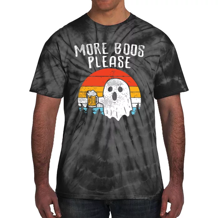 More Boos Please Ghost Beer Retro Halloween Drinking Tie-Dye T-Shirt