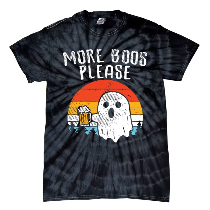 More Boos Please Ghost Beer Retro Halloween Drinking Tie-Dye T-Shirt