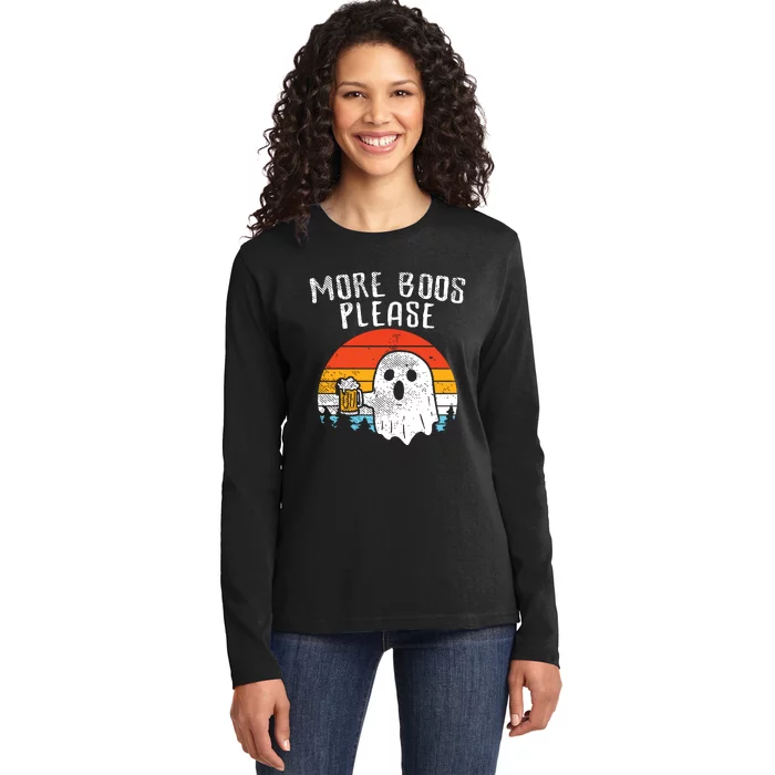 More Boos Please Ghost Beer Retro Halloween Drinking Ladies Long Sleeve Shirt