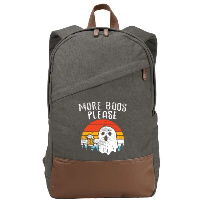 More Boos Please Ghost Beer Retro Halloween Drinking Cotton Canvas Backpack