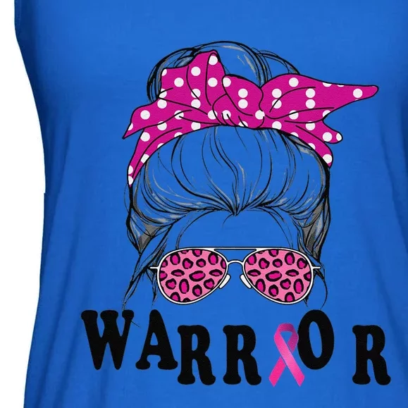 Messy Bun Pin.K Breast Cancer Awareness Women Warrior Ladies Essential Flowy Tank