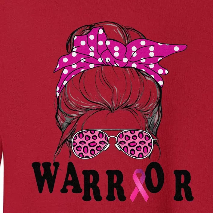 Messy Bun Pin.K Breast Cancer Awareness Women Warrior Toddler Sweatshirt