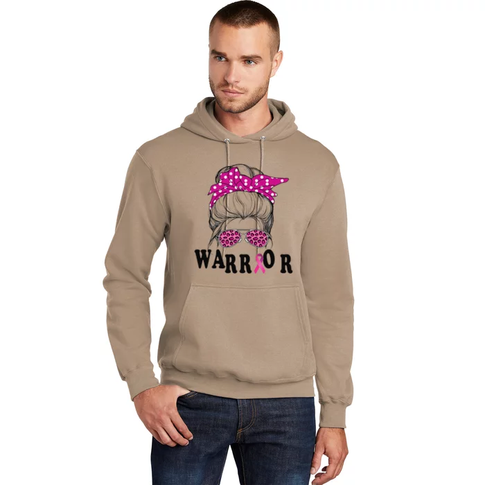 Messy Bun Pin.K Breast Cancer Awareness Women Warrior Hoodie