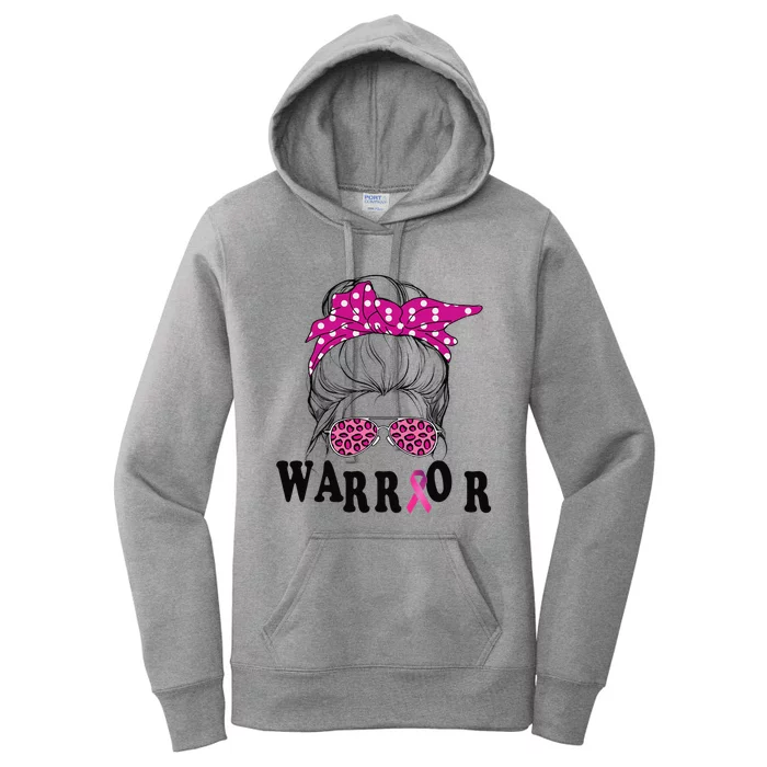 Messy Bun Pin.K Breast Cancer Awareness Women Warrior Women's Pullover Hoodie