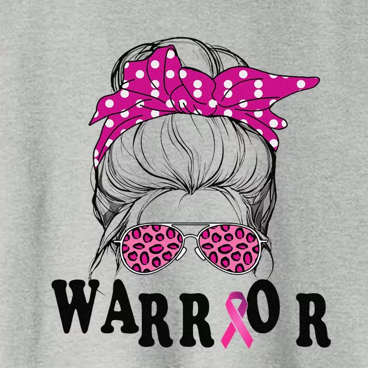 Messy Bun Pin.K Breast Cancer Awareness Women Warrior Women's Crop Top Tee