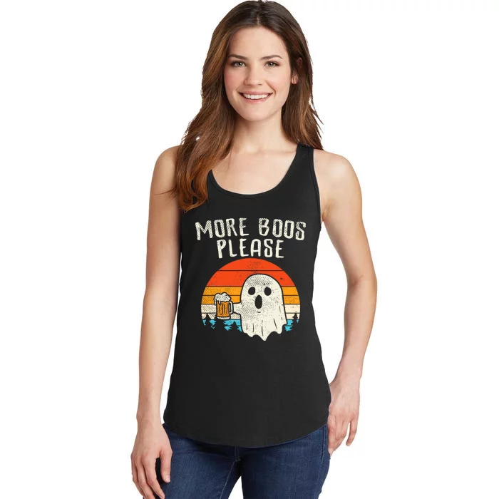 More Boos Please Ghost Beer Retro Halloween Drinking Ladies Essential Tank