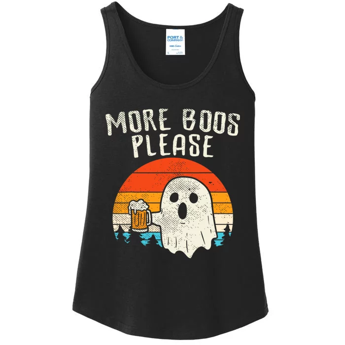 More Boos Please Ghost Beer Retro Halloween Drinking Ladies Essential Tank