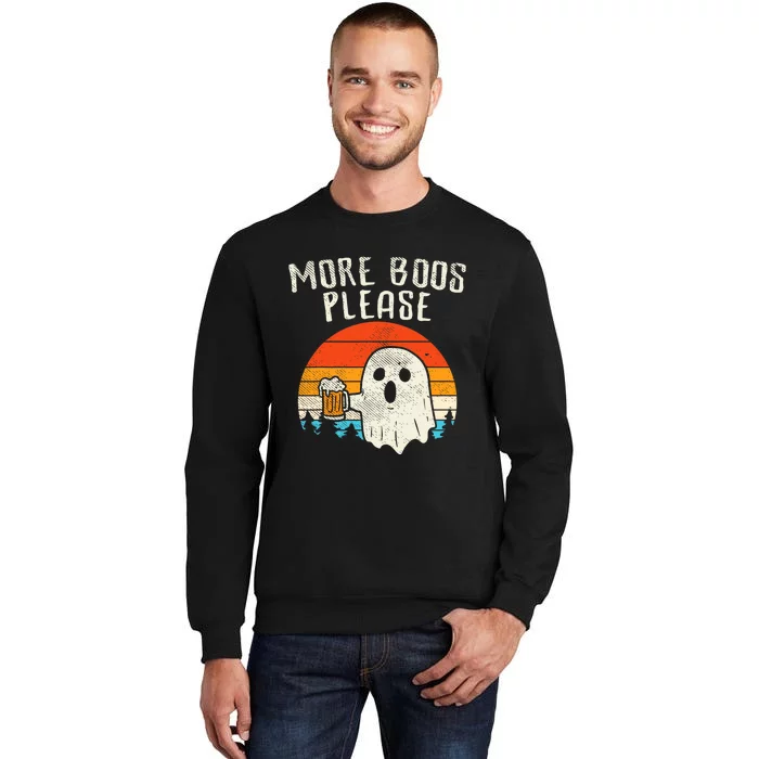 More Boos Please Ghost Beer Retro Halloween Drinking Tall Sweatshirt