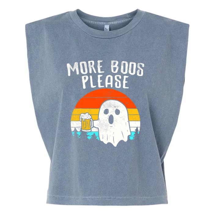 More Boos Please Ghost Beer Funny Halloween Beer Drinking Garment-Dyed Women's Muscle Tee