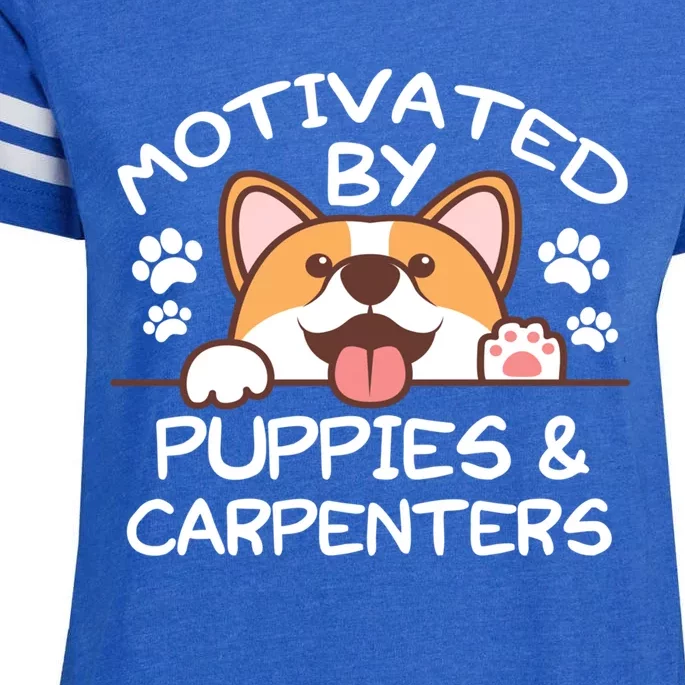 Motivated By Puppies And Carpenters Great Gift For Carpenters Gift Enza Ladies Jersey Football T-Shirt