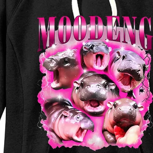 Moodeng Baby Pygmy Hippo Cute Famous Zoo For Family Women's Fleece Hoodie