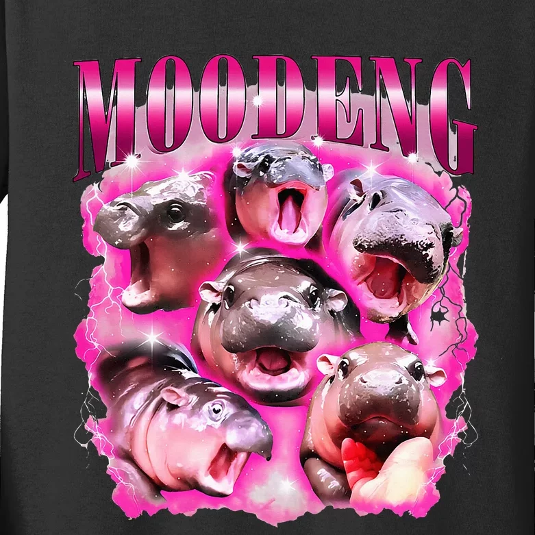 Moodeng Baby Pygmy Hippo Cute Famous Zoo For Family Kids Long Sleeve Shirt