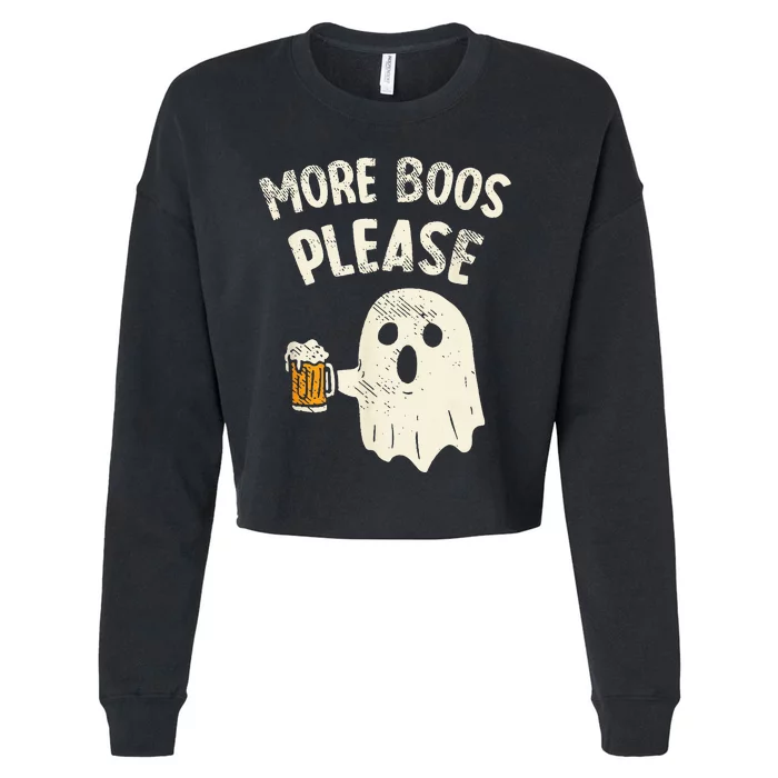 More Boos Please Ghost Beer Halloween Costume Cropped Pullover Crew