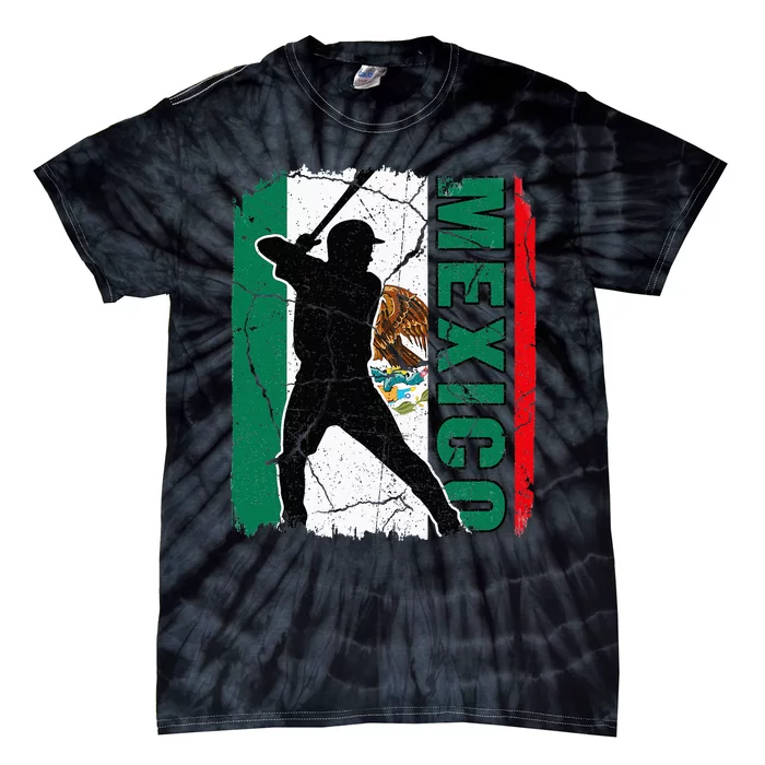 Mexican Baseball Player Mexico Flag Baseball Fans Tie-Dye T-Shirt