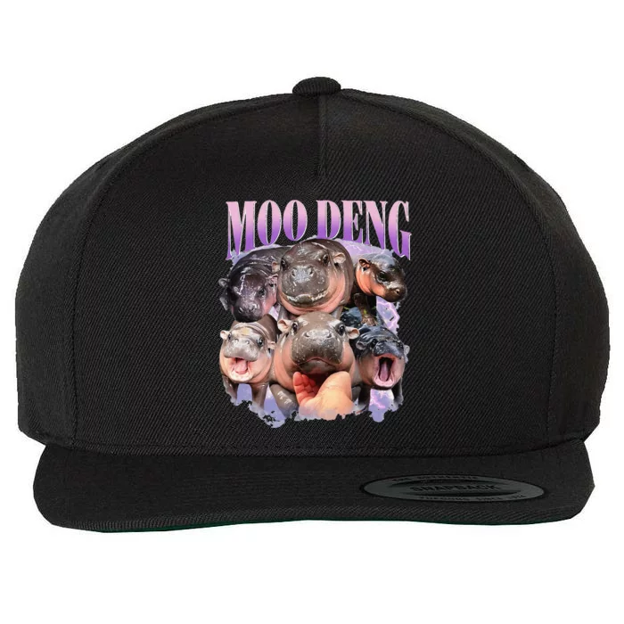 Moodeng Baby Pygmy Hippo Zoo For Family Wool Snapback Cap