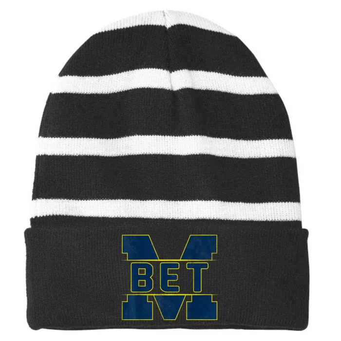 Michigan Bet Quote For Women Striped Beanie with Solid Band