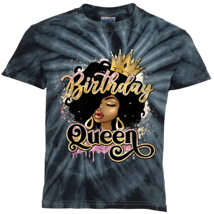 Melanin Birthday Queen African American Afro Girls Women Kids Tie-Dye T-Shirt