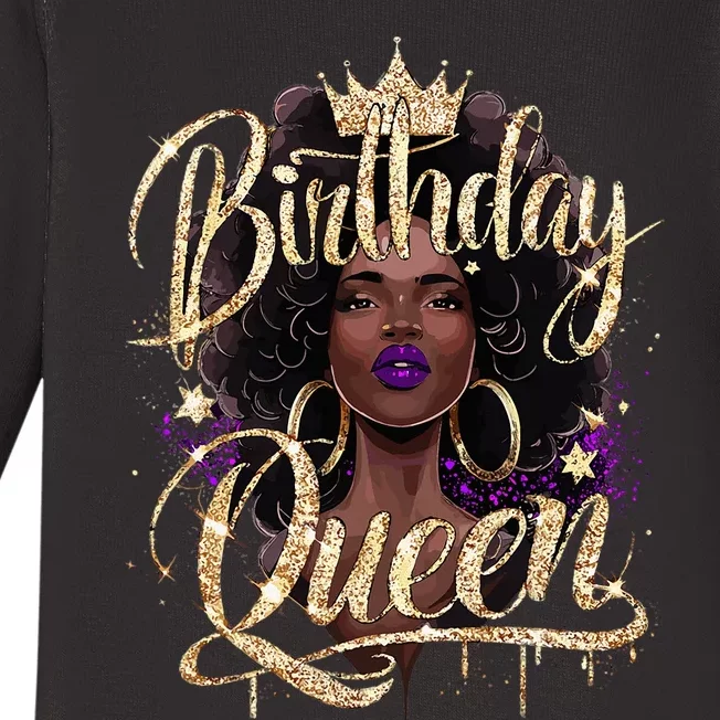 Melanin Birthday Queen African American Baby Long Sleeve Bodysuit