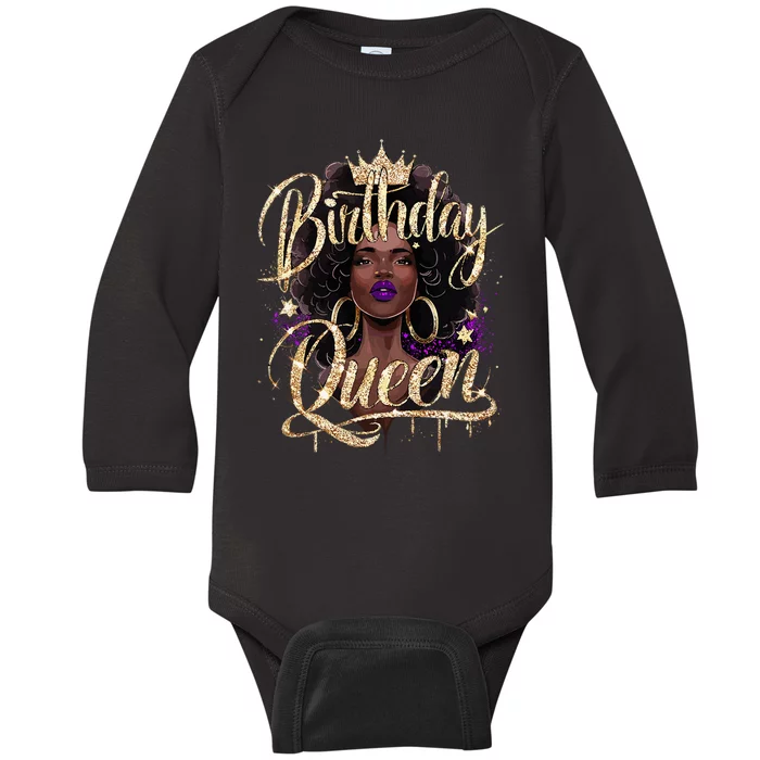 Melanin Birthday Queen African American Baby Long Sleeve Bodysuit