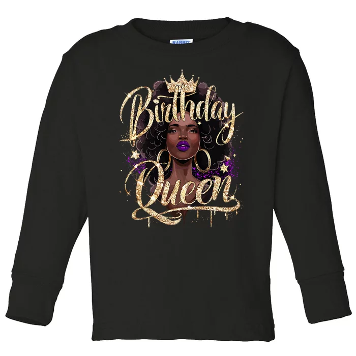 Melanin Birthday Queen African American Toddler Long Sleeve Shirt