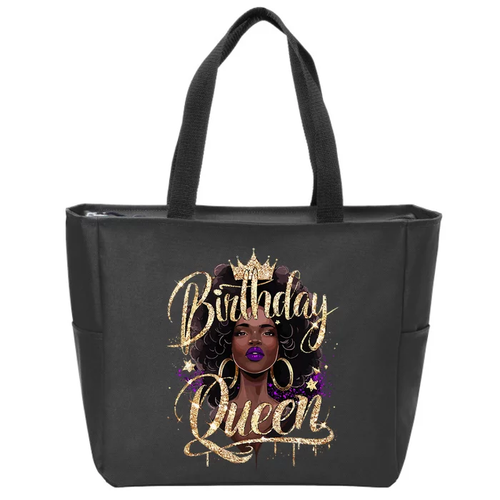 Melanin Birthday Queen African American Zip Tote Bag