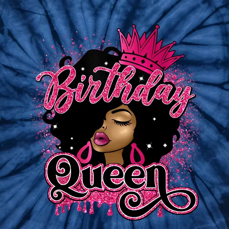 Melanin Birthday Queen African American Afro Girl Women Tie-Dye T-Shirt