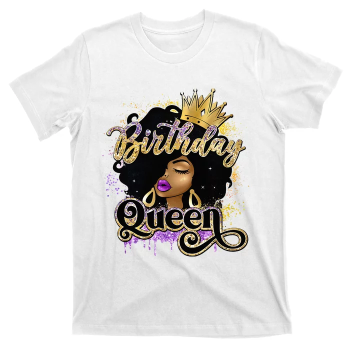 Melanin Birthday Queen African American Afro T-Shirt