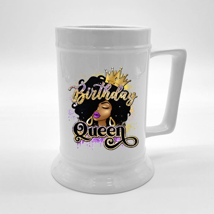 Melanin Birthday Queen African American Afro Front & Back Beer Stein