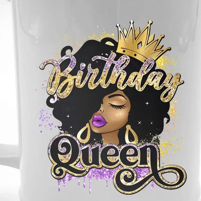 Melanin Birthday Queen African American Afro Front & Back Beer Stein