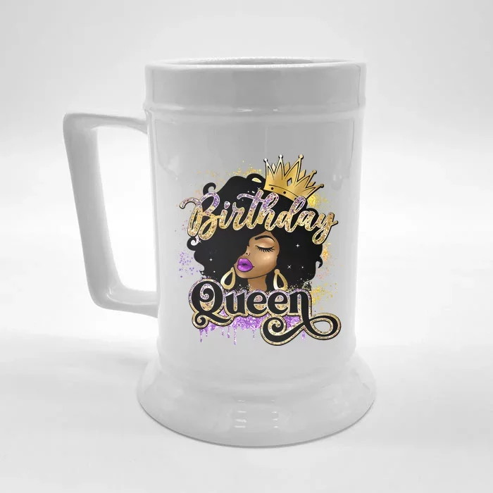 Melanin Birthday Queen African American Afro Front & Back Beer Stein