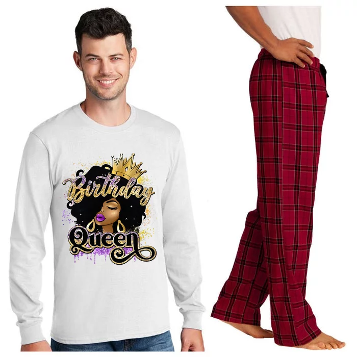 Melanin Birthday Queen African American Afro Long Sleeve Pajama Set