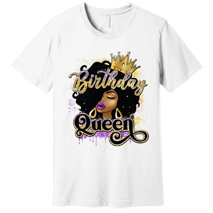 Melanin Birthday Queen African American Afro Premium T-Shirt