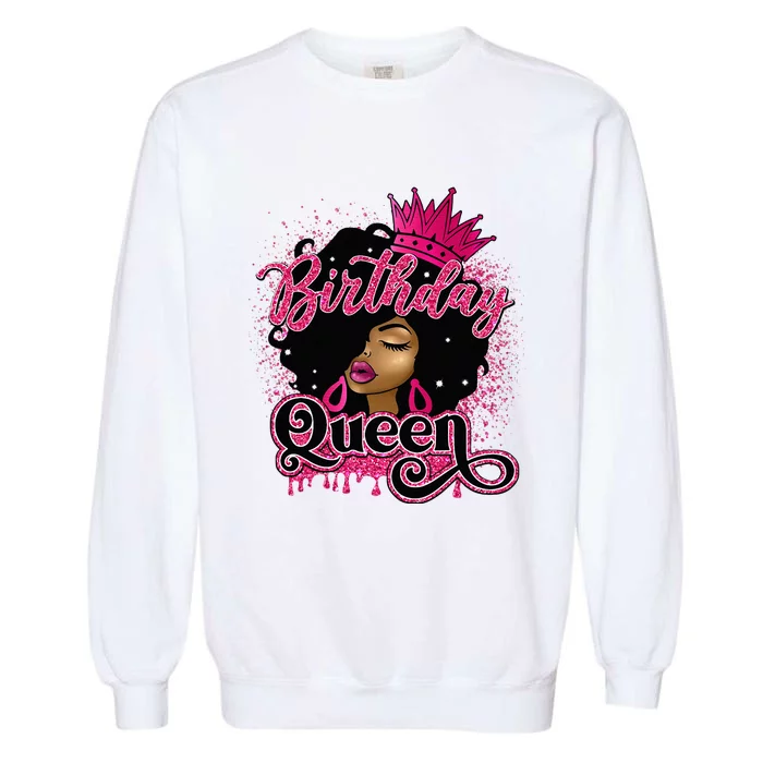 Melanin Birthday Queen African American Afro Garment-Dyed Sweatshirt