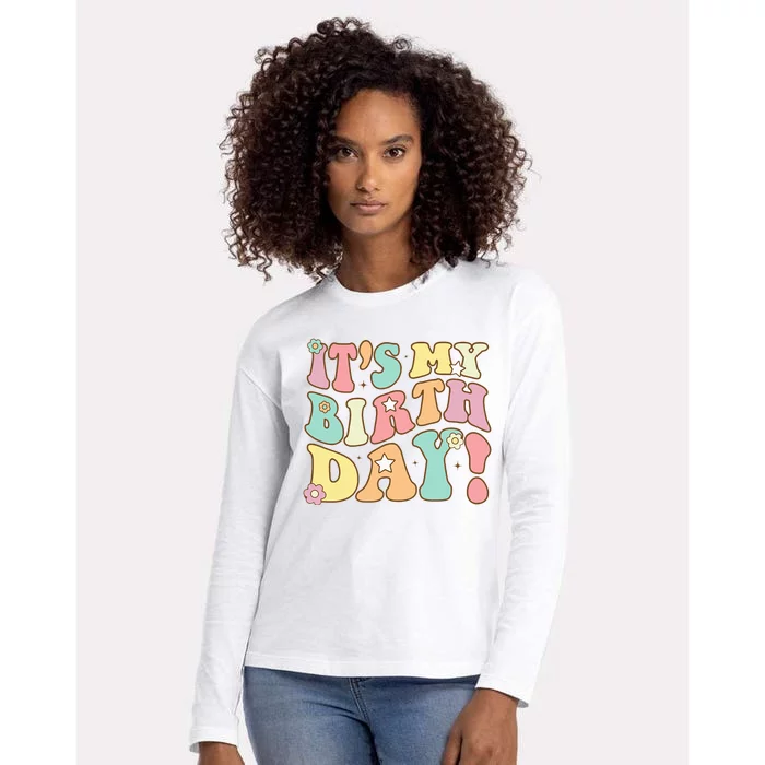 My Birthday Retro Groovy Birthday Womens Cotton Relaxed Long Sleeve T-Shirt