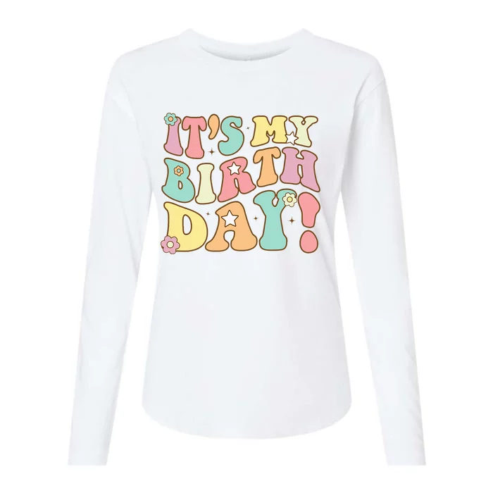 My Birthday Retro Groovy Birthday Womens Cotton Relaxed Long Sleeve T-Shirt