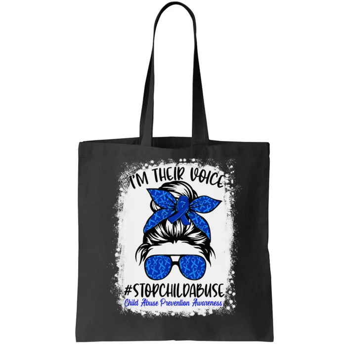 Messy Bun Ribbon Stop Child Abuse Prevention Awareness Month Tote Bag