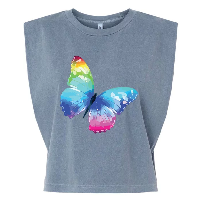 Monarch Butterfly Rainbow Cute Pastel Festival Rave Colorful Garment-Dyed Women's Muscle Tee