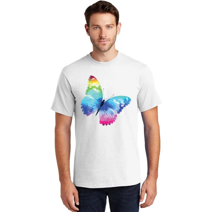 Monarch Butterfly Rainbow Cute Pastel Festival Rave Colorful Tall T-Shirt