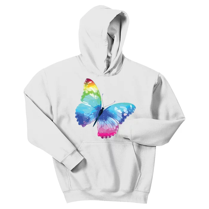 Monarch Butterfly Rainbow Cute Pastel Festival Rave Colorful Kids Hoodie