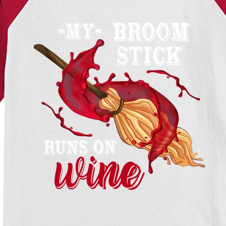 My Broomstick Run On Wine Witch Moon Halloween Magic Cool Gift Kids Colorblock Raglan Jersey