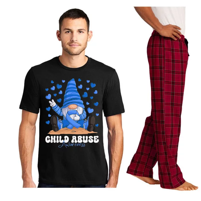 Messy Bun Ribbon Stop Child Abuse Prevention Awareness Month Pajama Set