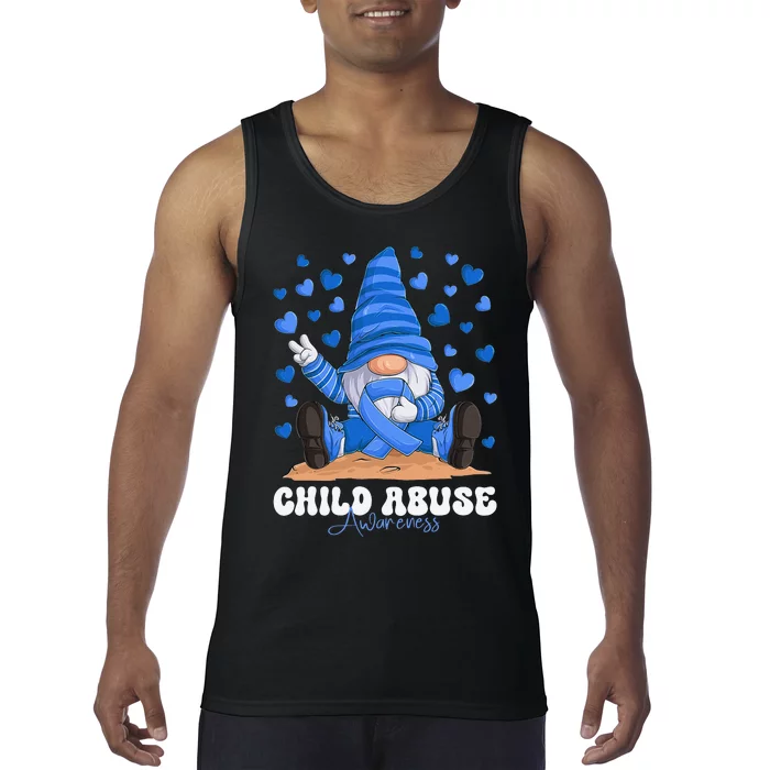 Messy Bun Ribbon Stop Child Abuse Prevention Awareness Month Tank Top