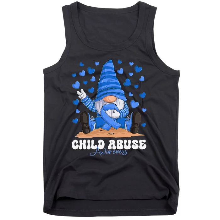 Messy Bun Ribbon Stop Child Abuse Prevention Awareness Month Tank Top