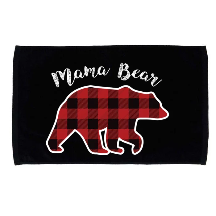 Mama Bear Red Plaid Christmas Pajama Family Mom Gift Microfiber Hand Towel