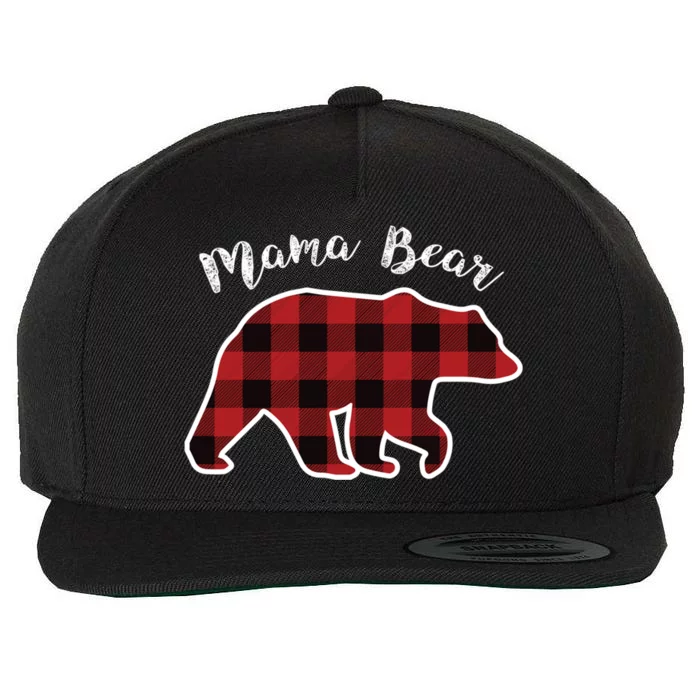 Mama Bear Red Plaid Christmas Pajama Family Mom Gift Wool Snapback Cap