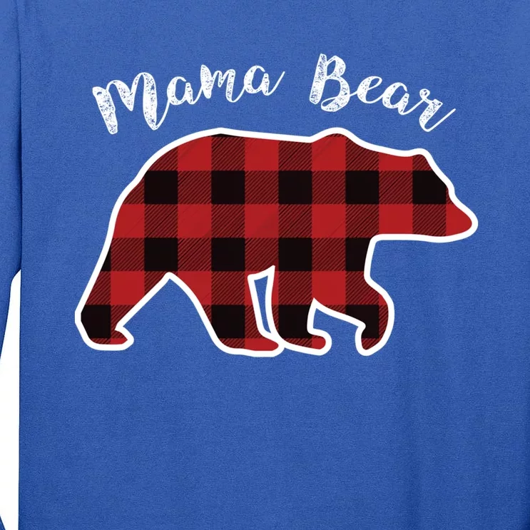 Mama Bear Red Plaid Christmas Pajama Family Mom Gift Tall Long Sleeve T-Shirt